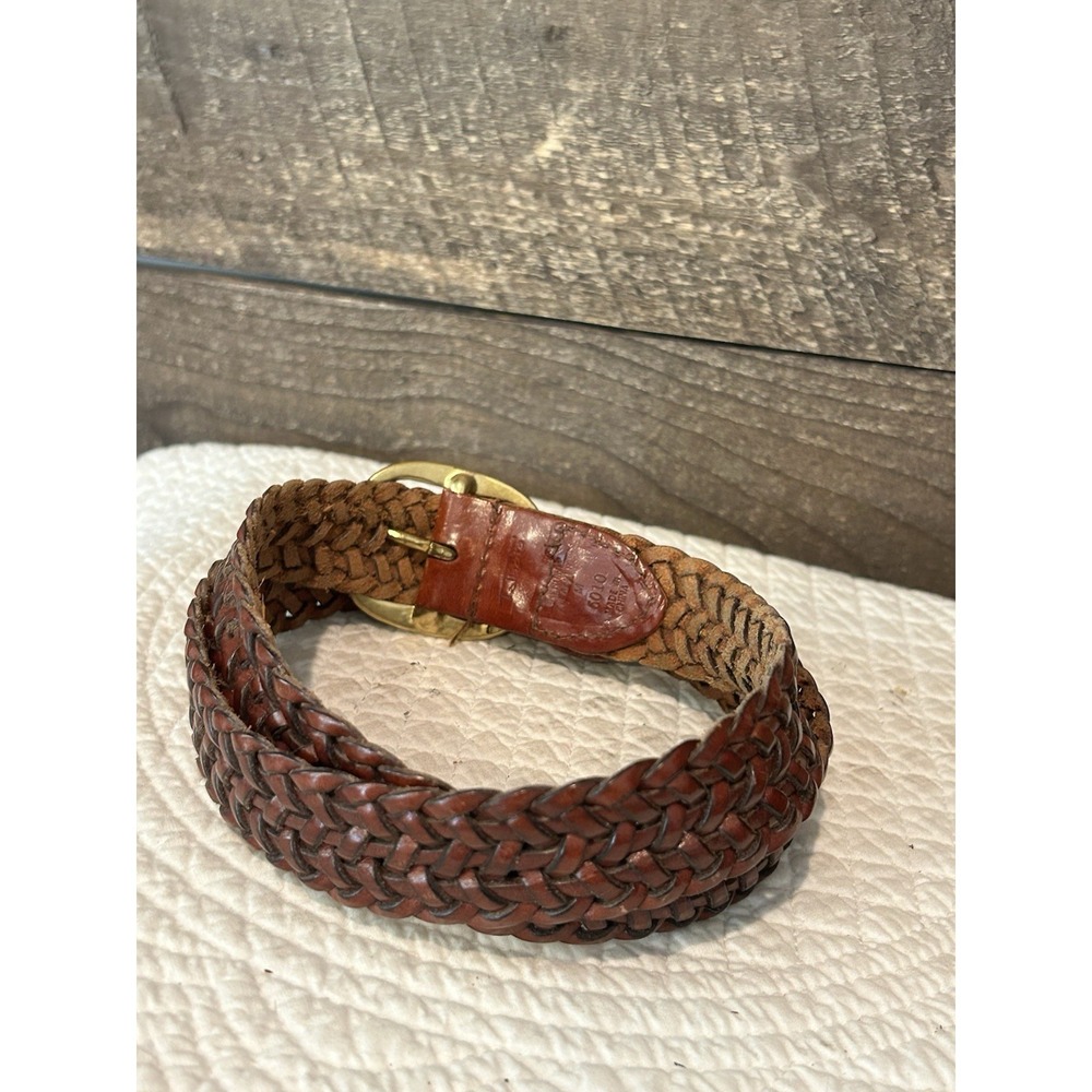 Vintage Talbots Brown Braided Woven Leather Belt Womans Ladies Size M - Picture 3 of 5
